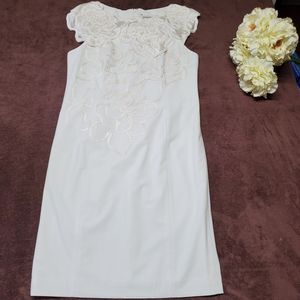 White Dress 12 Nue Shani Formal Wedding Party Church Knee Length Sleeveless